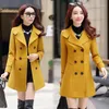 Mid-Long Wool Blend Coat Women 2021 Double-Breasted Jacket Korean Casual Autumn Winter Female Overcoat Woolen Coats Women's & Blends