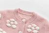 Fleurs mignonnes bébé filles pull en coton cardigan à tricoter printemps et automne bébé fille 210515