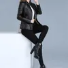 Faux Leather Coat Women Short Slim Black 6XL Plus Size PU Tops Korean Leisure Fashion Office Lady Chic Jacket LR663 210531