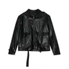 IEFB PU-Leder Coole Jacken Herrenkleidung Reißverschluss Langarm Schwarzer Mantel Frühling Reißverschluss Lässige Herrenbekleidung Taschen 9Y6184 210524