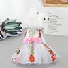 Prinses hond kat jurk tutu bloemen kant patchwork ontwerp huisdier puppy rok lente / zomer kleding outfit roze rood S-2XL