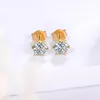 18K Gold 05-1 D Color Moissanite Gemstone Stud Earrings for Women Solid 925 Sterling Silver Solitaire Fine Jewelry