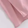 Frau Langes Hemdkleid Frauen Elegante rosa Knotenkleider Damen Saum Seitenschlitze Knopfleiste Ärmel 210519