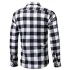White Black Flannel Plaid Shirt Men Double Pocket Long Sleeve Checked Shirts Mens Casual Outfit for Camp Hanging Out or Work 2XL 210522