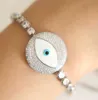 Luxury micro pave setting AAA multicolour stones turkish style evil eye tennis bracelet stunning jewelry for women fashion