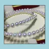 Beaded Neckor Pendants Jewelry 9-10mm White Natural Pearl Necklace 18inch 925 Sier Clasp Womens Gift Drop Delivery 2021 7phma