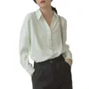 Eleganckie Formalne Białe Kobiety Bluzka V Neck Office Damskie Koszule Z Długim Rękawem Single Breaste Workwear Topy Wiosna 210428