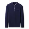 Miacawor New Spring Men Polo Shirt 95 Cotton Solid Color Mandarin Collar Long Sleeve Polo Menslim Fit Polo Homme 210319