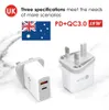 Met Box Package USB Type-C PD 18W Snelle opladers QC 3.0 EU US UK Plug Snelle oplader voor iPhone Samsung S10 Huawei