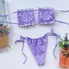 2021 Sexig Baddräkt Kvinnor Bikini Set Sommar Baddräkt Badkläder 2 Peiece Set Pläterad Bandeau Triangle Swimming Suit Beachwearx0523