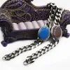 Bangle hela 316L rostfritt stål Salman Khan -armband med blå ädelstenar Nature Stone Chain Link -armband Melv227402502