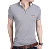 BROWON Casual Sommer Kurzarm T-shirt Umlegekragen Business Formal T-shirt Slim Fit Männer Kleidung Plus Größe 210324