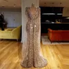 Elegant Deep V Neck mermaid Evening Dress with panel Sparkly vestaglia donna Sequin Beaded Crystals Long Prom Dresses High Split Glitter Formal Party Gowns