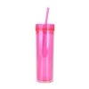 16oz Skinny Tumbler With Lid Acrylic Blank Straw Cup Tall Coffee Mug Plastic Water Bottles Sea Shipping T500507