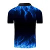 Polos da uomo 2021 camicia uomo business casual maschio manica corta blu fiamma 3d stampa top homme abbigliamento