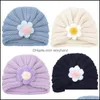 Outra moda AESSORIAS DIVERNO Autumn Baby Girls Color Solid Knit Flower Hats Kids Kidswear Caps CARE CARE CAREIRA GWE11481 DROP DEL