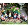 Fairycome un conjunto de 7 unids Jardín de hadas Tiny Gnomes Mini Elfos de Fairy Elfes Pixie Miniatura Jardín Resina Figura Figura Figura Estatua Adornos 210727