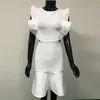 Ruffles Women Dress Summer Bandage Arrival White Mini Party Club Celebrity Sexy Elegant Ladies Clothes 210515