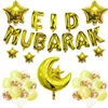 1 ensemble de ballons en aluminium avec lettres Eid Mubarak, décorations pour Ramadan Kareem, bannière étoile lune, ballons à hélium, fournitures de fête islamique musulmane