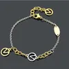 Fashion Style Lady Women Titanium steel Chain Gold Silver Plate Bracelet With Hollow Out Initials Charm gift