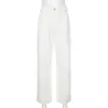 Automne Baggy Jeans Blanc Femme Taille Haute Coréen Indie Esthétique Coton Cargo Pantalon Vintage Vêtements Bas Kobieta Spodnie 210629