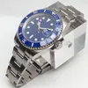 Relógios de pulso 40mm mostrador azul clássico relógio masculino mecanismo automático movimento relógio de pulso à prova d 'água safira de vidro deslizamento fivela