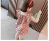 Ruffles Dekoracja Dress Dla Dzieci 2021 Moda Letnia Odzież Letnia Bez Rękawów Drukowana Dress Dziewczyna Księżniczka Dresy Line Q0716
