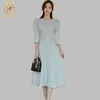 Eleganckie kobiety wełniane tweed sukienka szczupła talii party jesień wiosna pas startowy długie es vestidos 210520