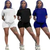 Bulk Womens Dois Peças Set Sportswear Tracksuits Verão Mulheres Roupas de Manga Curta Sworts Outfits Top Senhoras Calças Suits 2021 Tipo Venda KLW6354