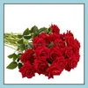 Decorative Wreaths Festive Home & Gardensingle Red Veet Rose Artificial Flowers Wholesale Lovers Gifts Valentine Wedding Party Favor Decorat