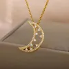 Chokers Zircon Crystal Moon Necklace For Women Girls Hollow Out Choker Halsband Colar Chain Engagement Wedding Jewelry Gifts