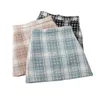 Heliar Women Tweed Plaid Kjolar Kvinna Bodycon Wide Leg Highstreet High Waist Vintage Mini Skirt Vår 210619