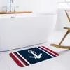 Vertical Stripe White Anchor Doormat Non-slip Rug Soft Bath Mats Bathroom Supplies Carpet Living Room 210727