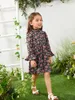 Toddler Girls Floral Fiok Sleeve Sukienka ona