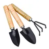 Fabrik 3st / Set Shovel Rake Set Trähandtag Metall Huvudverktyg för Blommor Krukväxter Mini Garden Tool Seed Disseminator RRD12378