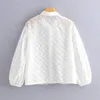 Sweet Bolka Dot Imprimir Crop Top Meia Manga Transparente Design Branco Blusas Feminino Casual Chic Curto Tops 210430