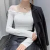 Kadın bluzları kadın gömlekleri bahar yaz seksi örgü uzun kollu ince gömlek beyaz siyah gri bluz Kore giyim pamuk