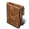 Card Holders PU Leather Men Wallets Double Zipper Short Purses Holder Coin Pocket Vintage High Quality Brand Male