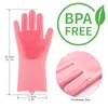 Magic Silicone Dishwashing Scrubber Dish Washing Sponge Rubber Gloves Scrub Kitchen Cleaning 1 Pair