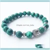 Bijoux à breloquesBracelets à breloques Bracelet en perles de malachite naturelle classique Perle de bouddha de lave bleue Convient à des amis masculins et féminins Match1 Drop D