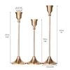 Candle Holders 3 Pcs/ Set European Brass Candlestick Simple Golden Wedding Decorations Party Living Room Home Decoration