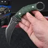 Couteau Karambit de haute qualité D2, lame de lavage en pierre blanche/noire, manche en tissu complet, couteaux à griffes fixes avec Kydex