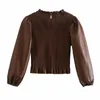 Solide femmes PU cuir chemises courtes femme trois quarts manches Blouses décontracté dame hauts amples Blusas S8271 210430