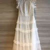 Летние вылапывает без рукавов двух слоев сетки сращивание тюль платья элегантное вечеринка платье сексуальные кружева цветочные белые женщины платье 210515