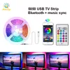 Bluetooth TV Background Strip Light 16.4ft USB 5050 Flexible Color Changing Music Play LED PC Backlights with Controller