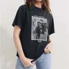 ローリングレターグラフィックニュートラルティー女性夏半袖BOHO Tシャツカジュアルヴィンテージ流行に敏感な服創造性トップ210720