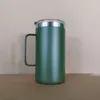 Hot 24oz Stainless Steel Coffee Mug Tumbler Double Wall Vacuum Insulated Camping Travel Cup With Handle and Spill Proof Lids WLL1086