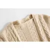Kvinnor Höst och Vinter Long Cardigan Sweater Coat Kvinnlig Fashion Sleeve Crochet Girl Stickad Jacka Toppar 210520