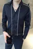 Gestreifte Männer Hemd V-Ausschnitt Casual Slim Fit Langarm Hemden Camisa Masculina Männer Streetwear Nachtclub Social Tops Kleidung 210527