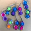 Toy Key Chain Keychain Finger Toys Pop Push Bubble Board Game Sensory Stress Reliever Colored print 15pcs